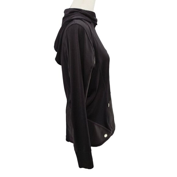 Athleta Womens Pullover Hoodie Sweatshirt Kangaroo Zip Pocket Medium 8 10 Black - Picture 4 of 16